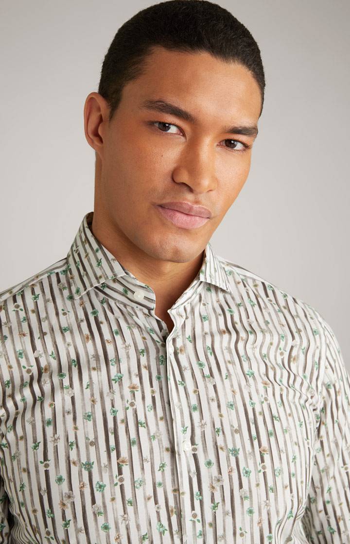 Joop Hemd Pai in Offwhite/Hellgrün/Braun gemustert Cyber Monday