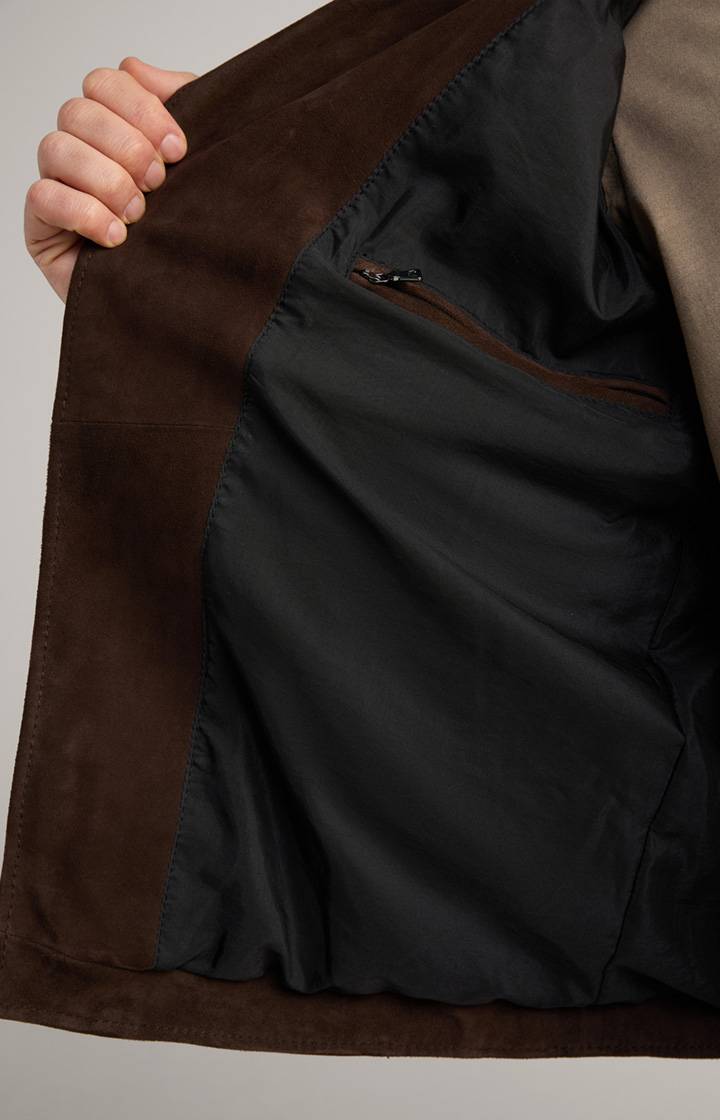 Joop Velours-Lederjacke Lezy in Dunkelbraun Neueste Stile
