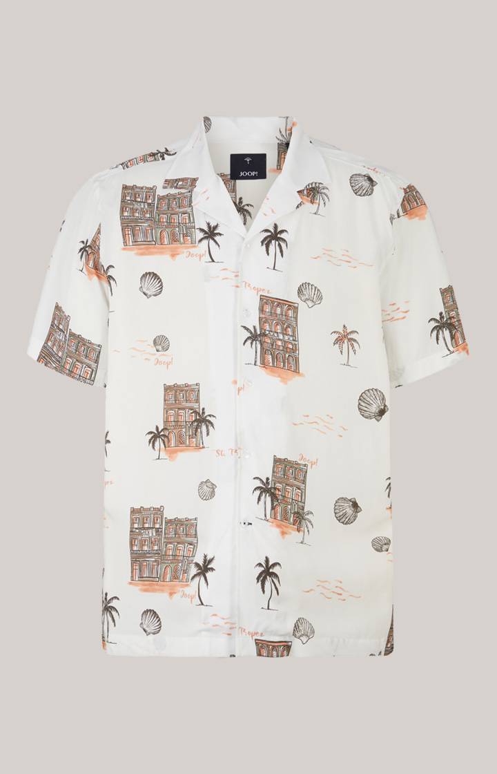 Joop Viskose-Hemd Kawai in Offwhite/Braun/Rot gemustert Outlet