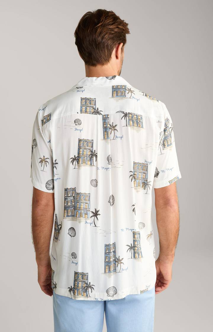 Joop Viskose-Hemd Kawai in Offwhite/Blau/Gelb gemustert Blitzverkäufe