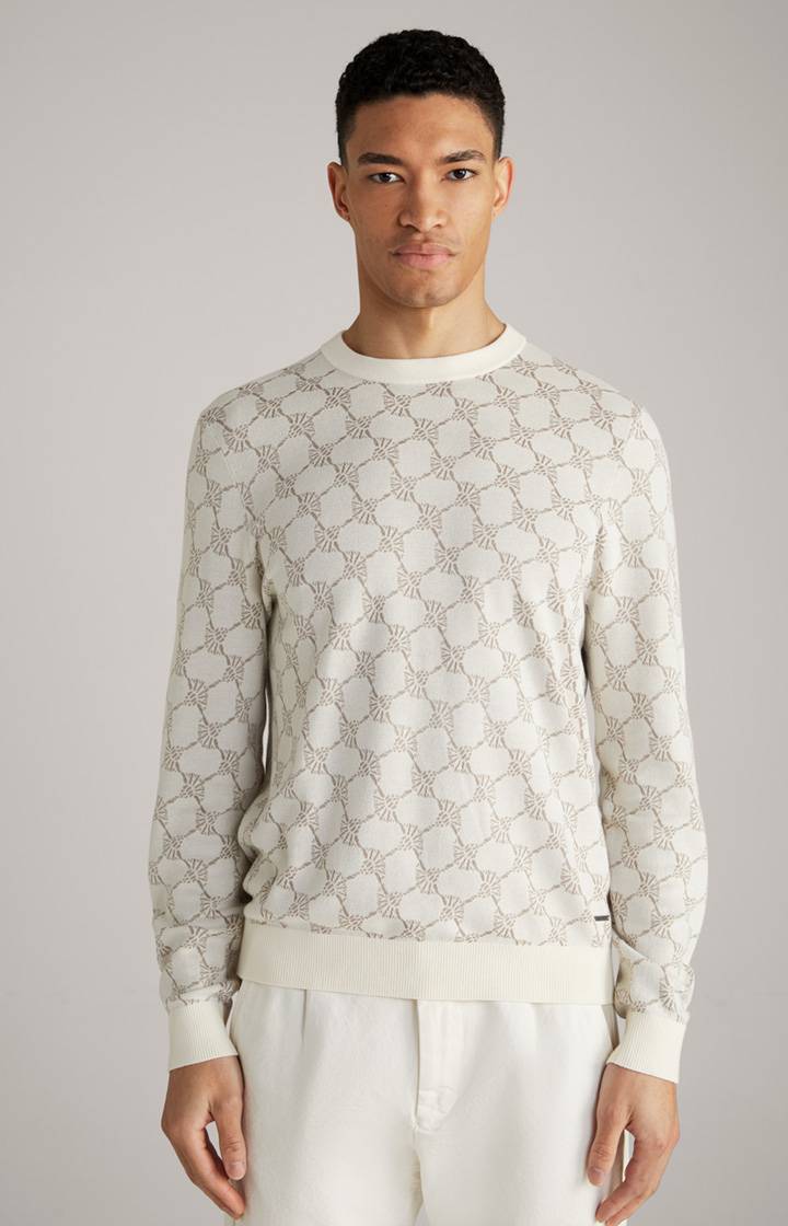 Joop Cornflower-Pullover Ravon in Weiß gemustert Exklusive Angebote