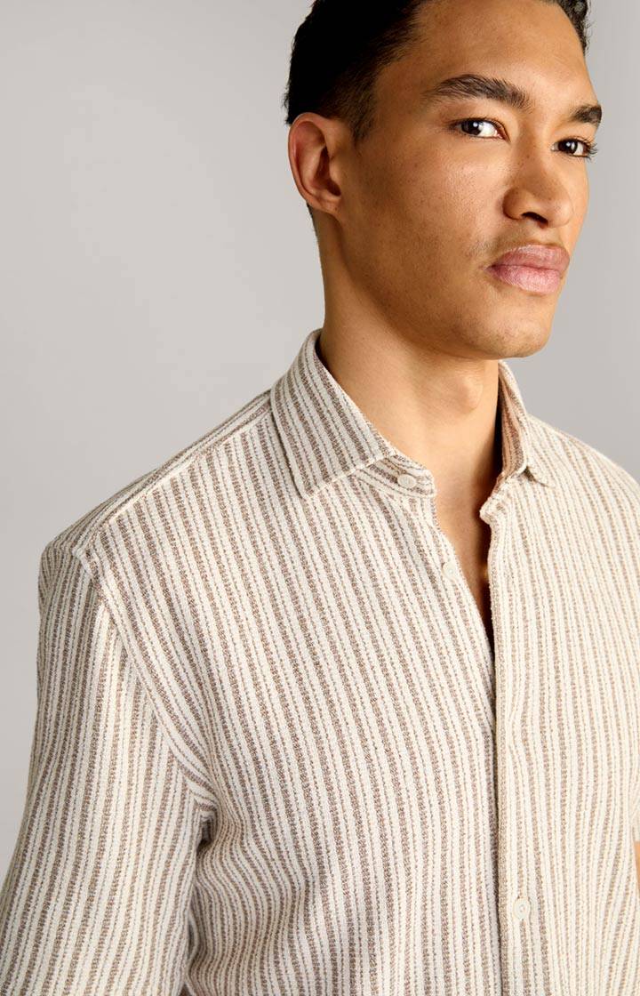 Joop Strick-Hemd Kawi in Beige gestreift VIP-Rabatte
