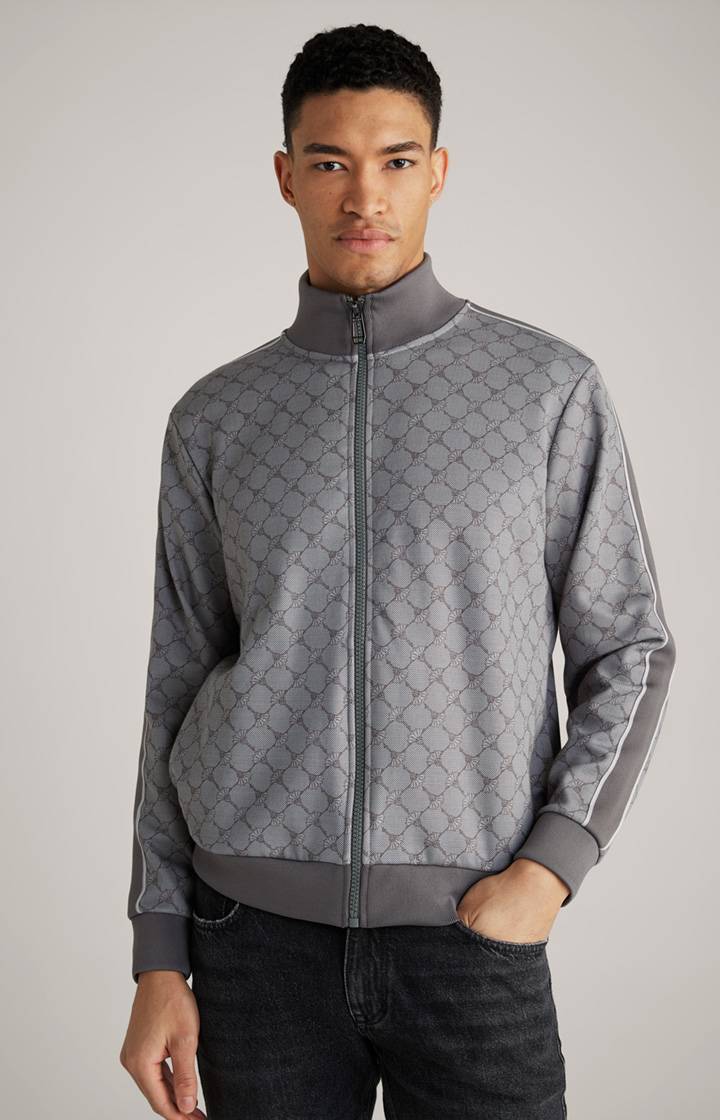 Joop Cornflower-Sweatjacke Tayfun in Grau gemustert im Angebot