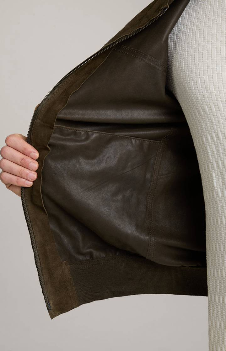 Joop Ziegenvelours-Lederjacke Pios in Oliv Riesige Rabatte