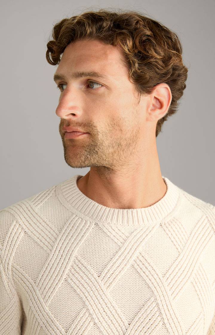 Joop Cashmere-Mix-Pullover Diamondo in Beige Verkauf