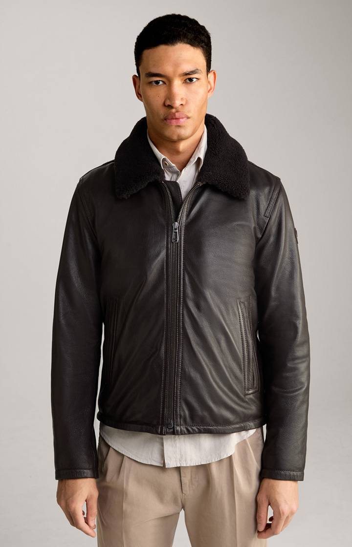 Joop Lederjacke Mesh in Dunkelbraun Black Friday