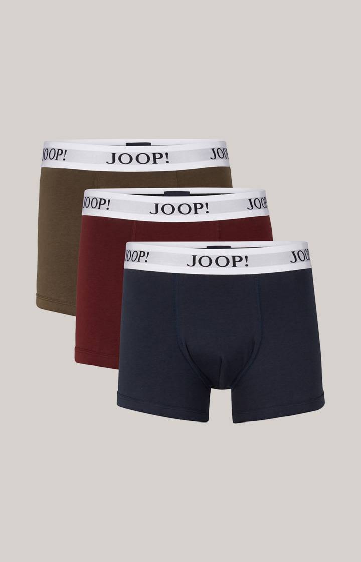 Joop 3er-Pack Fine Cotton Stretch Boxer in Dunkelblau/Bordeaux/Oliv Letzte 3 Tage