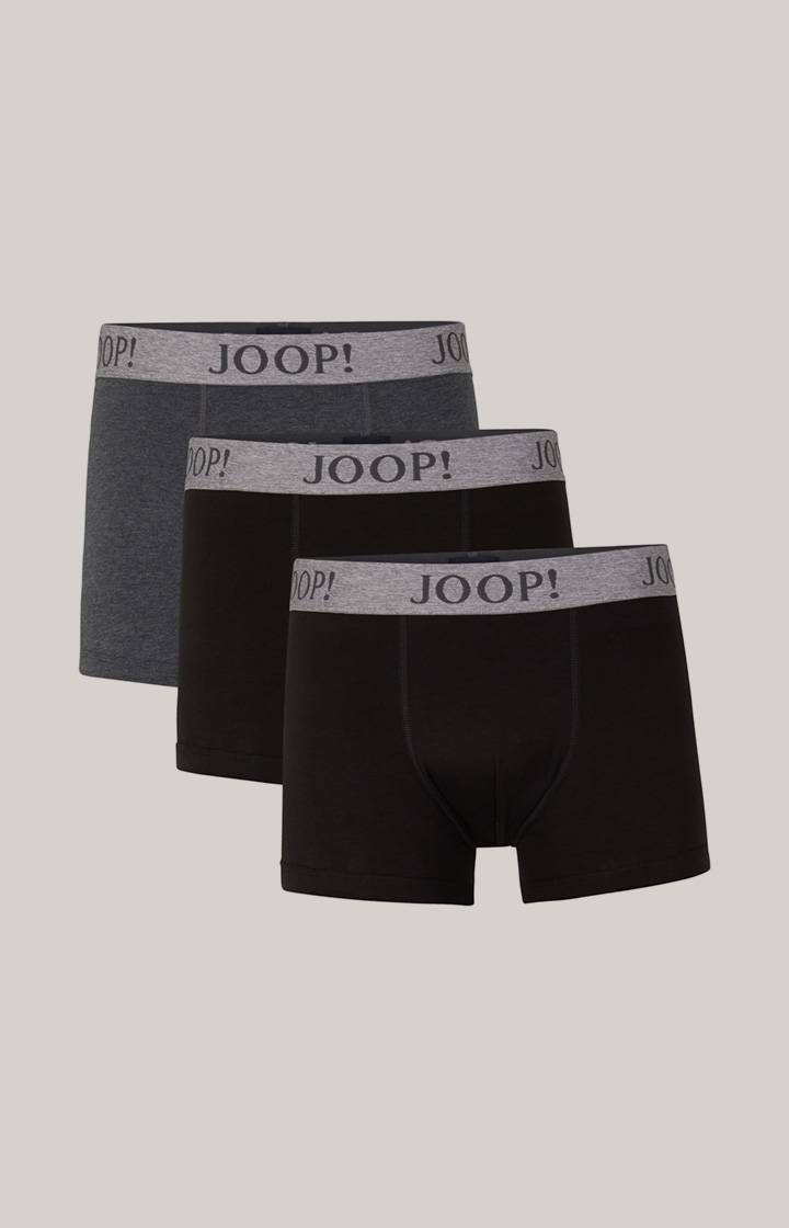 Joop 3er-Pack Fine Cotton Stretch Boxer in Schwarz/Dunkelgrau meliert JETZT KAUFEN