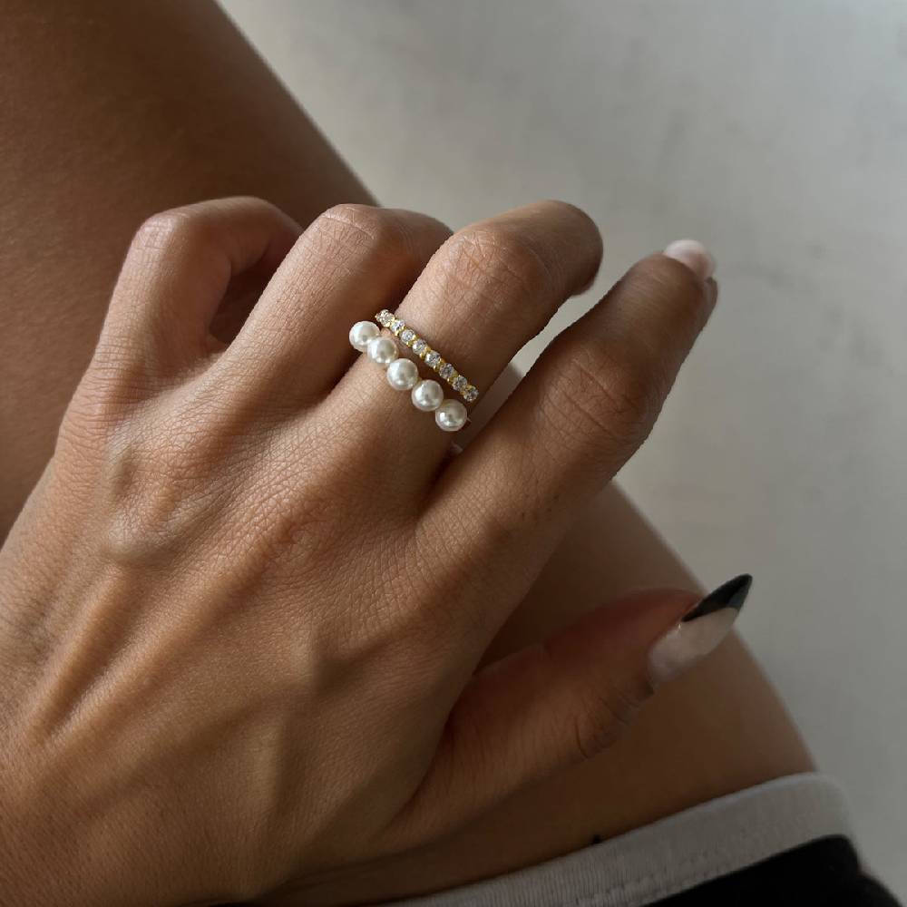 Kardelen Pointed Pearl Zirconia Ring - 925 SILBER Vierteljährliche Förderung