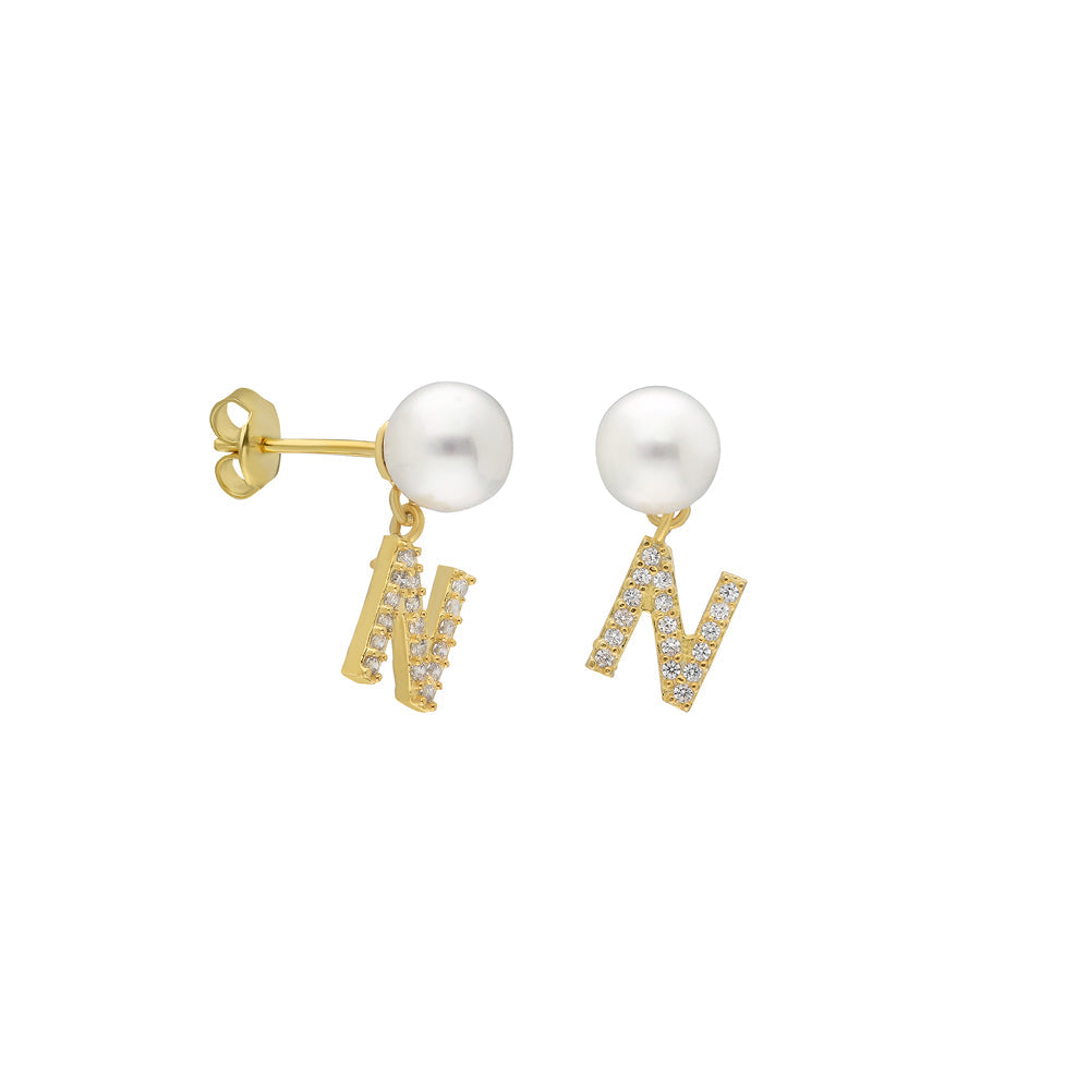Kardelen PEARL INITIALEN OHRRING - 925 SILBER Bis zu 55% Rabatt