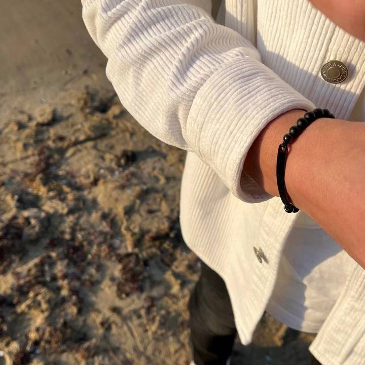 Kardelen ID-Partnerarmband mit Gravur - Pearl Black Auslauf