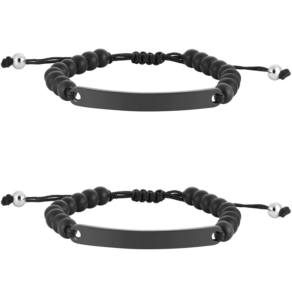 Kardelen ID-Partnerarmband mit Gravur - Pearl Black Auslauf