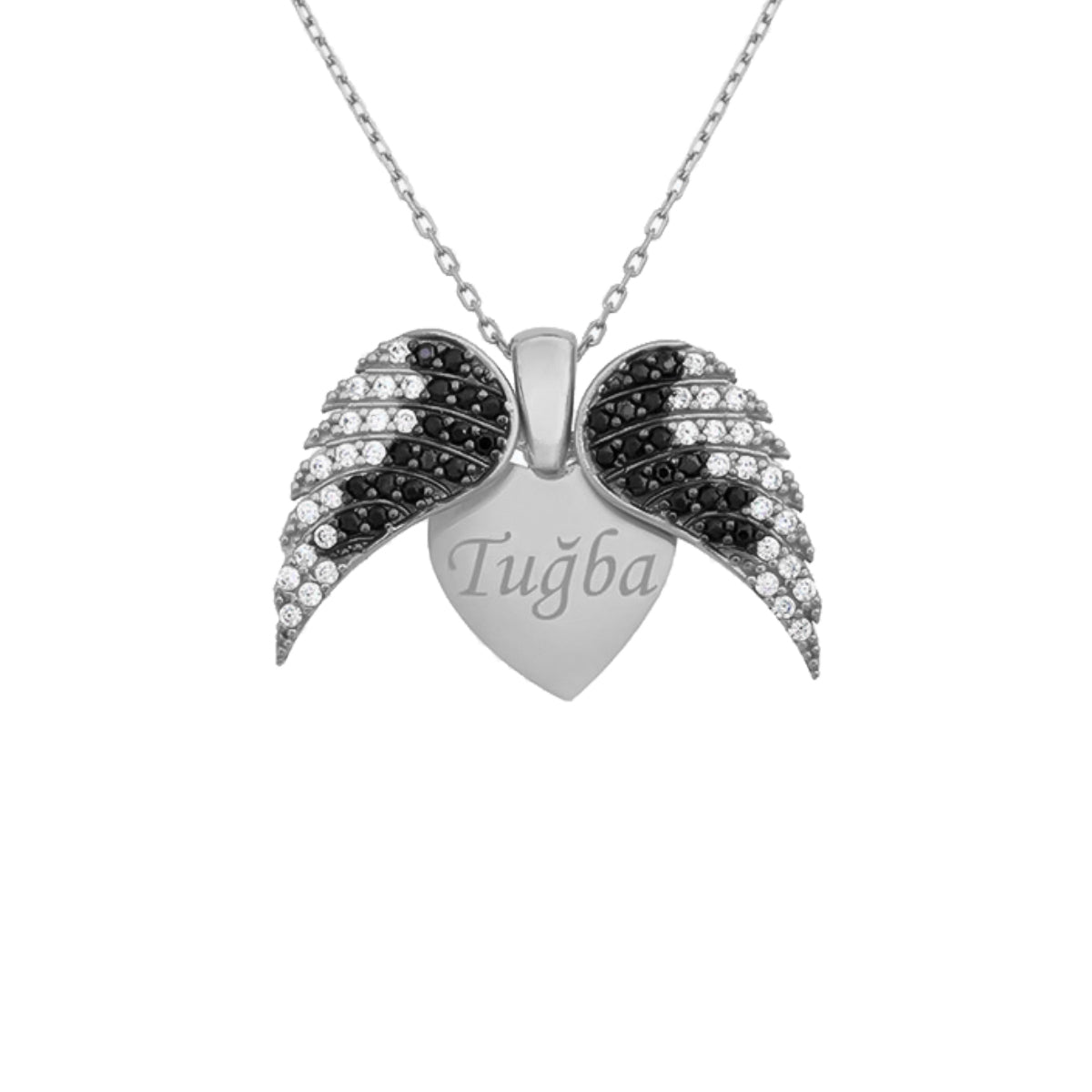 Kardelen Herz & Flügel Gravurkette - 925 SILBER Fabrikpreis