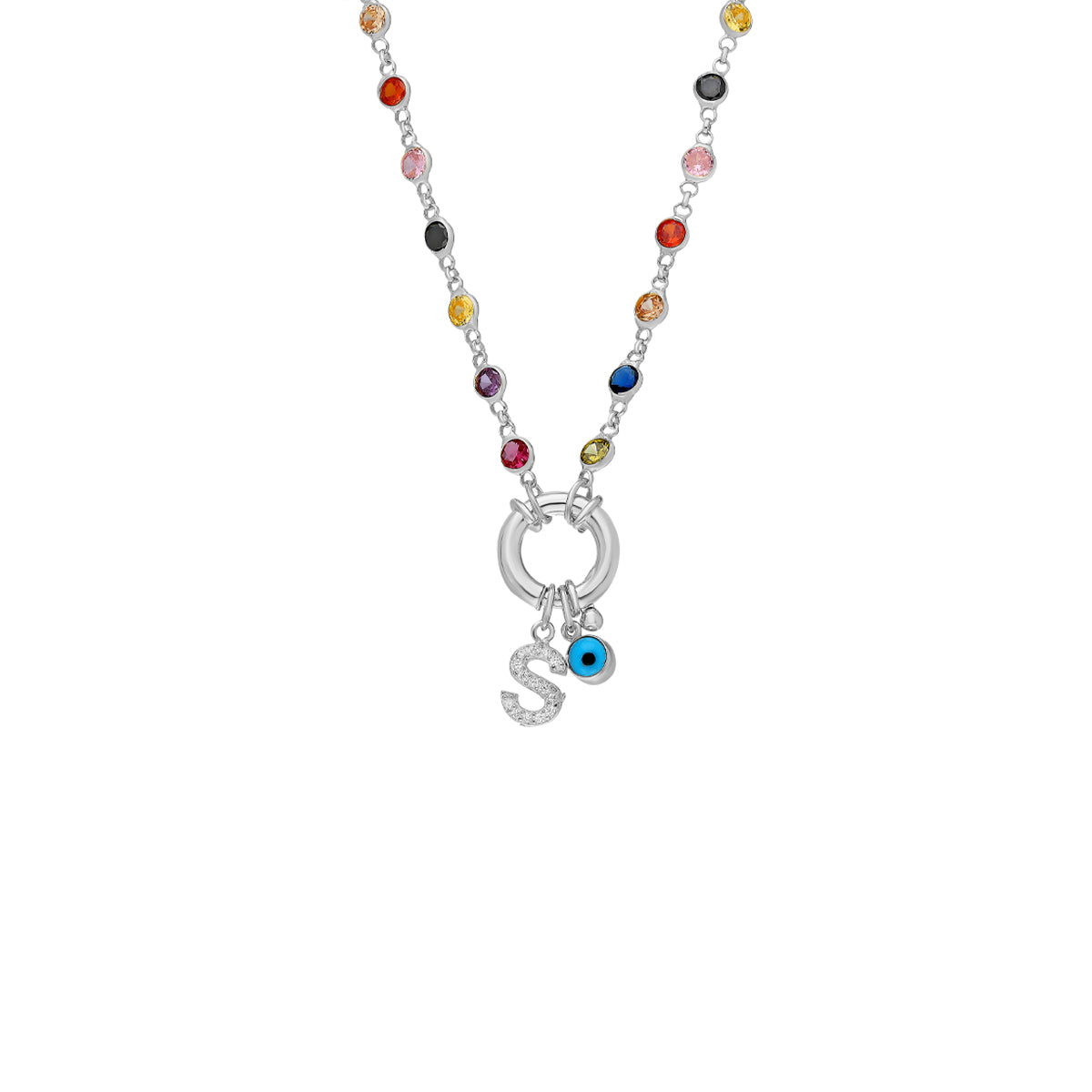 Kardelen Rainbow Buchstaben Halskette mit Nazar - 925 SILBER Exklusive Angebote