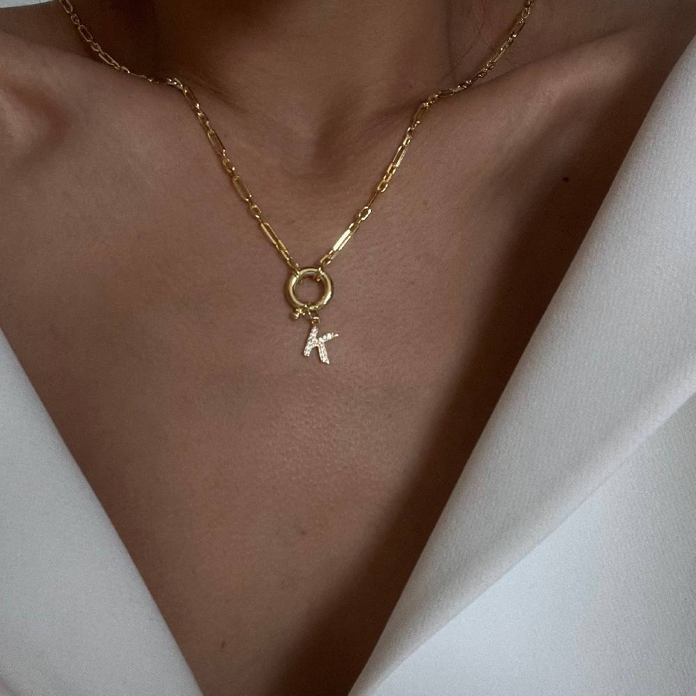 Kardelen Chain Zirkonia Buchstaben Halskette - 925 SILBER Riesige Ersparnisse