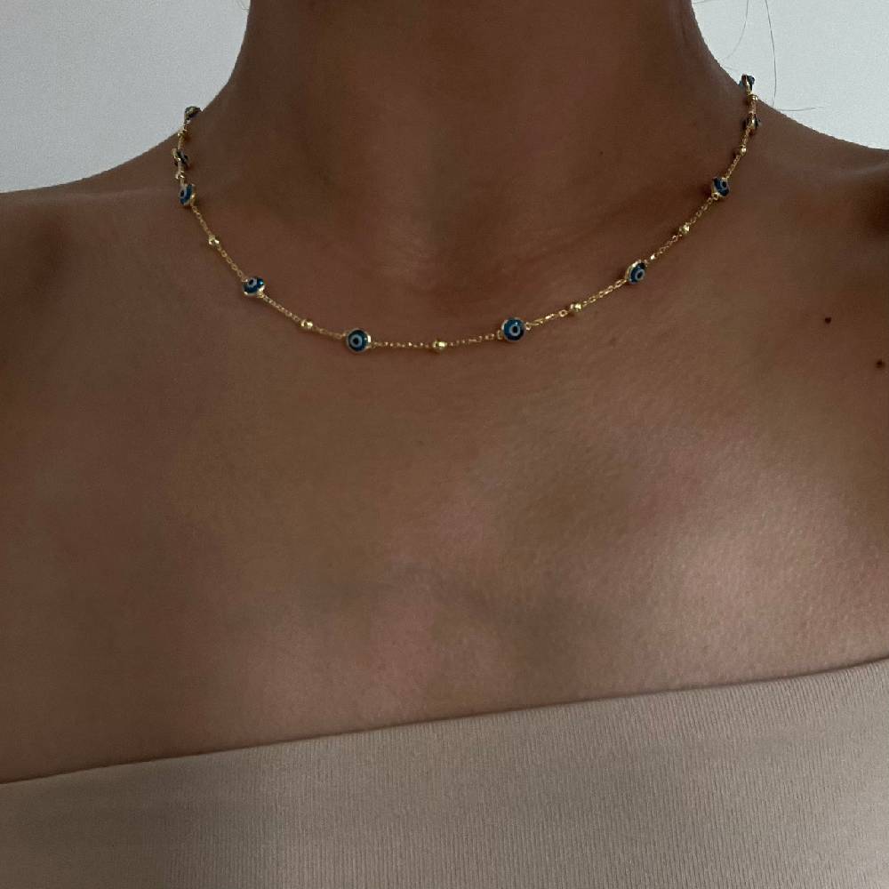 Kardelen Minimal Multi Nazar Halskette - 925 SILBER Bis zu 50% Rabatt