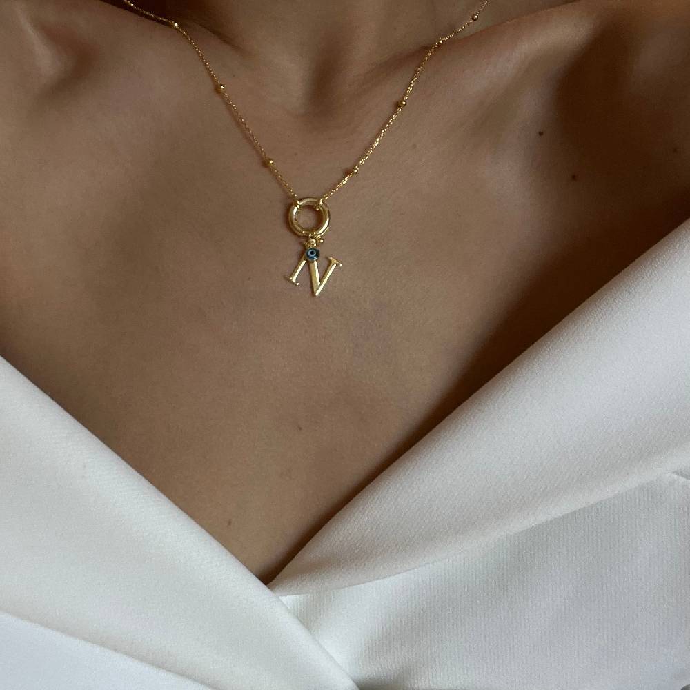 Kardelen Buchstaben Chain mit Nazar - 925 SILBER Bis zu 65% Rabatt
