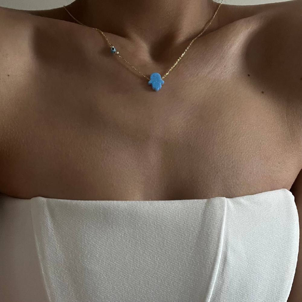 Kardelen Fatimas Hand Opal Kette mit Nazar - 925 SILBER Bis zu 55% Rabatt