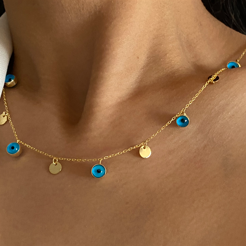 Kardelen Nazar Plättchen Kette - 925 SILBER Super Rabatt