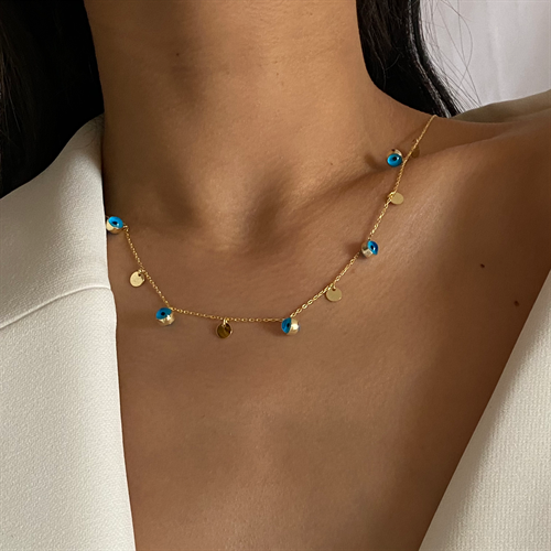 Kardelen Nazar Plättchen Kette - 925 SILBER Super Rabatt