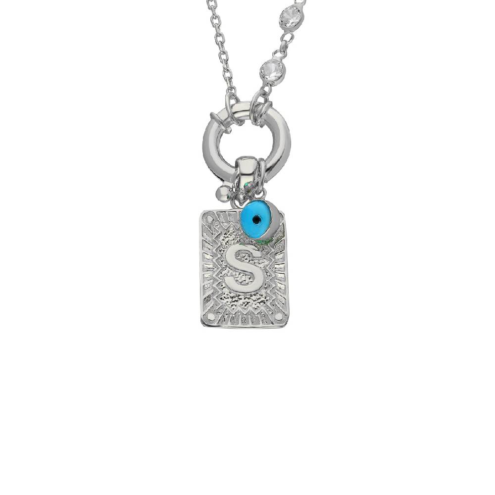 Kardelen Chain Design Iced Buchstabe mit Nazar - 925 SILBER Kostenloser Versand international