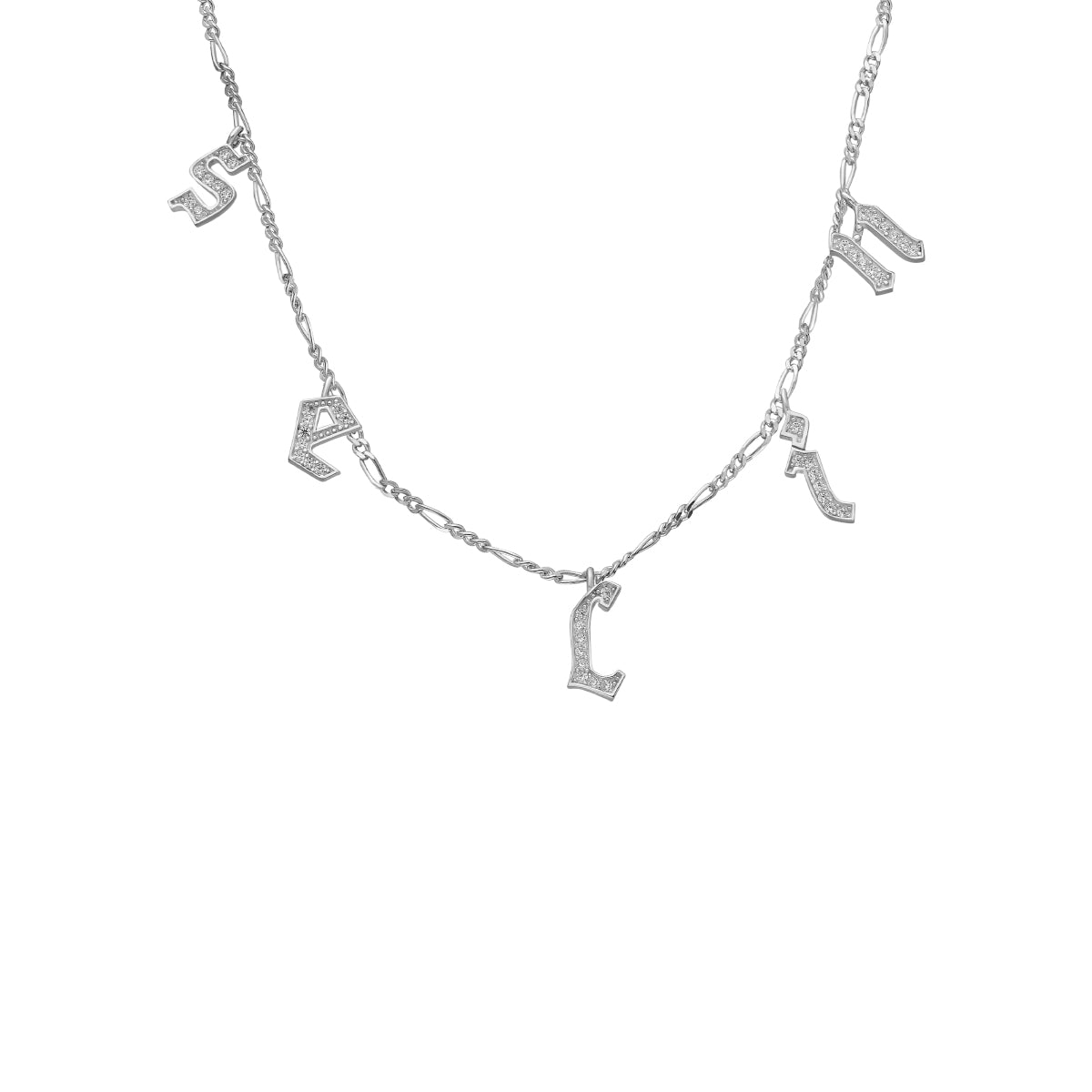 Kardelen Chocker Namenskette mit Zirkonia Gothic - 925 SILBER Online