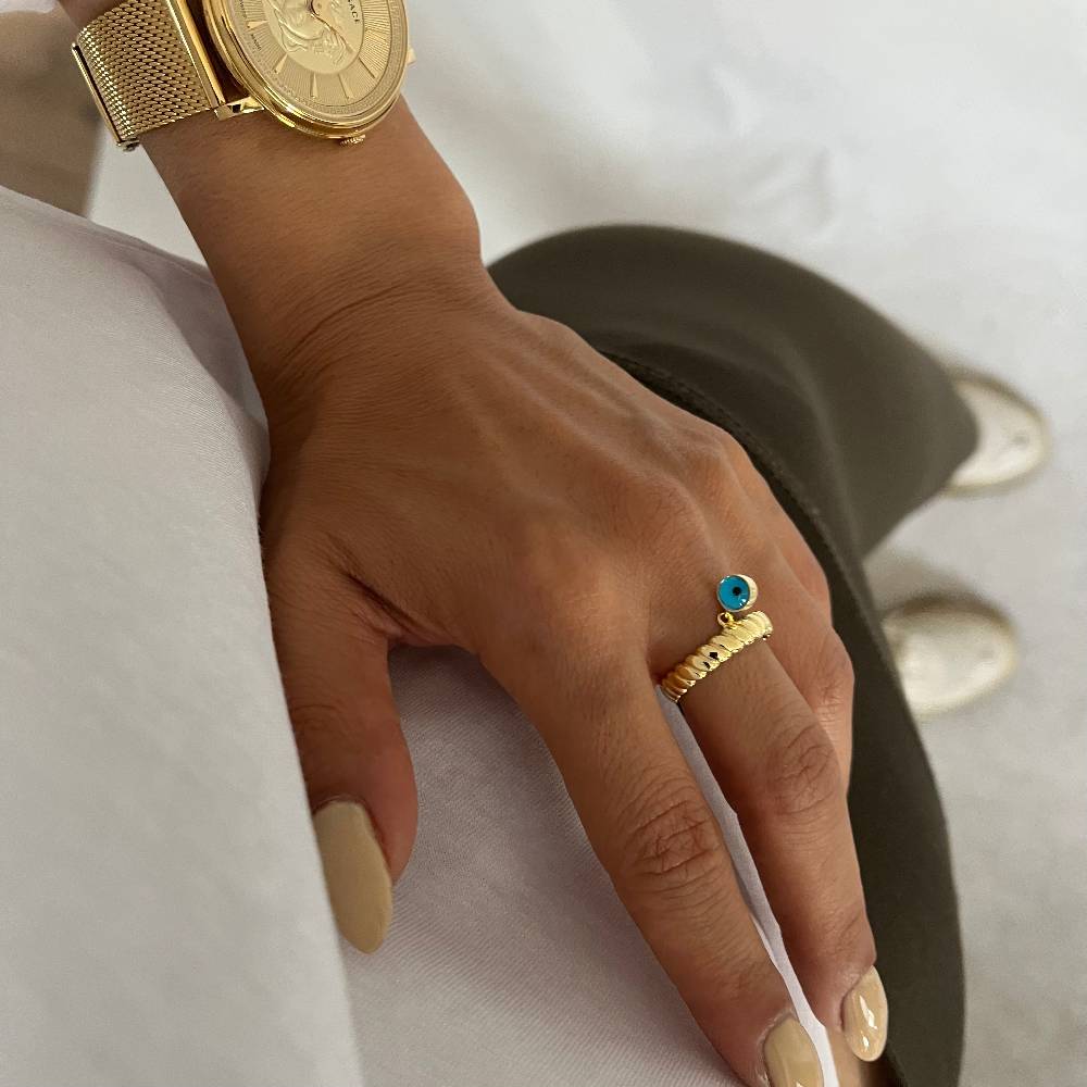 Kardelen Burma Nazar Ring - 925 SILBER Sonderangebot