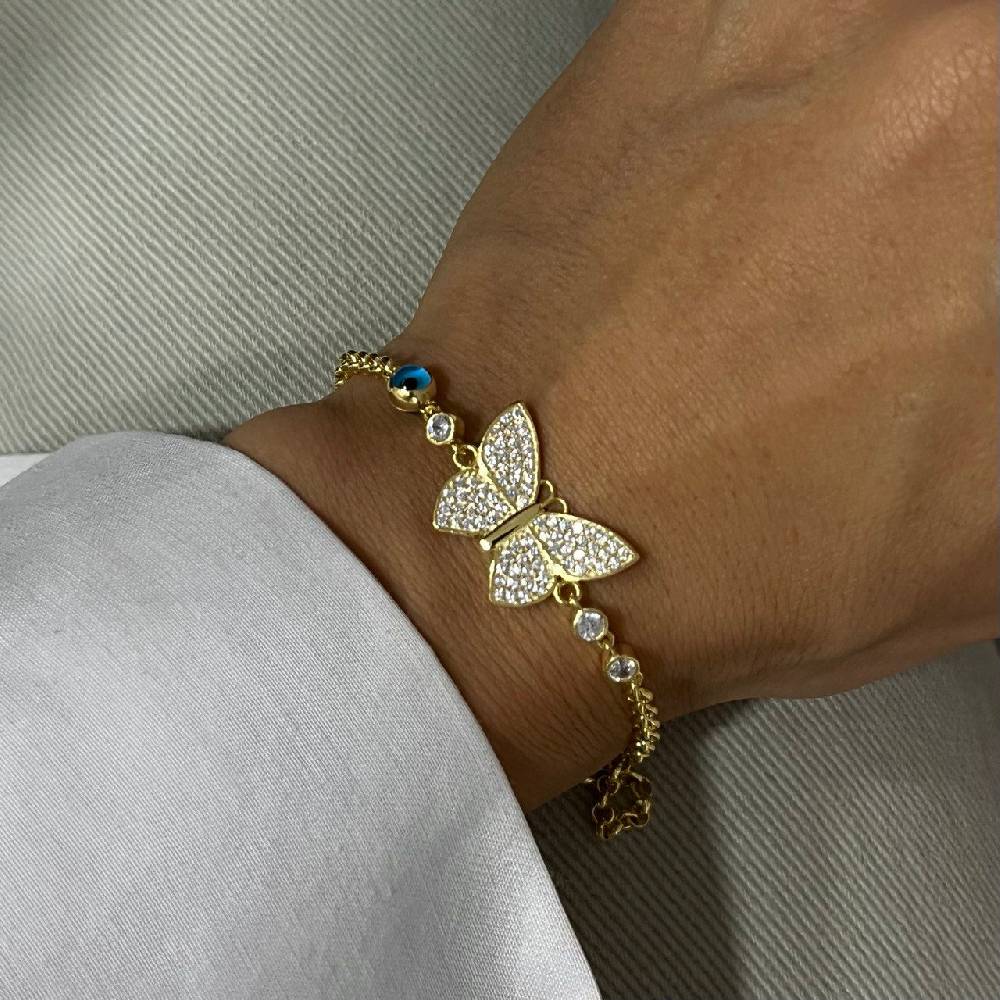 Kardelen Butterfly Nazar Armkette - 925 SILBER Versandkostenfrei