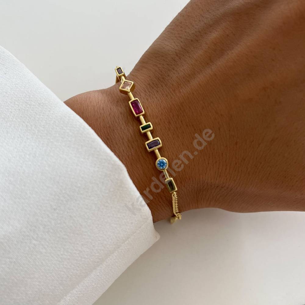 Kardelen Colorfull Stein Armkette - 925 SILBER Großer Ausverkauf