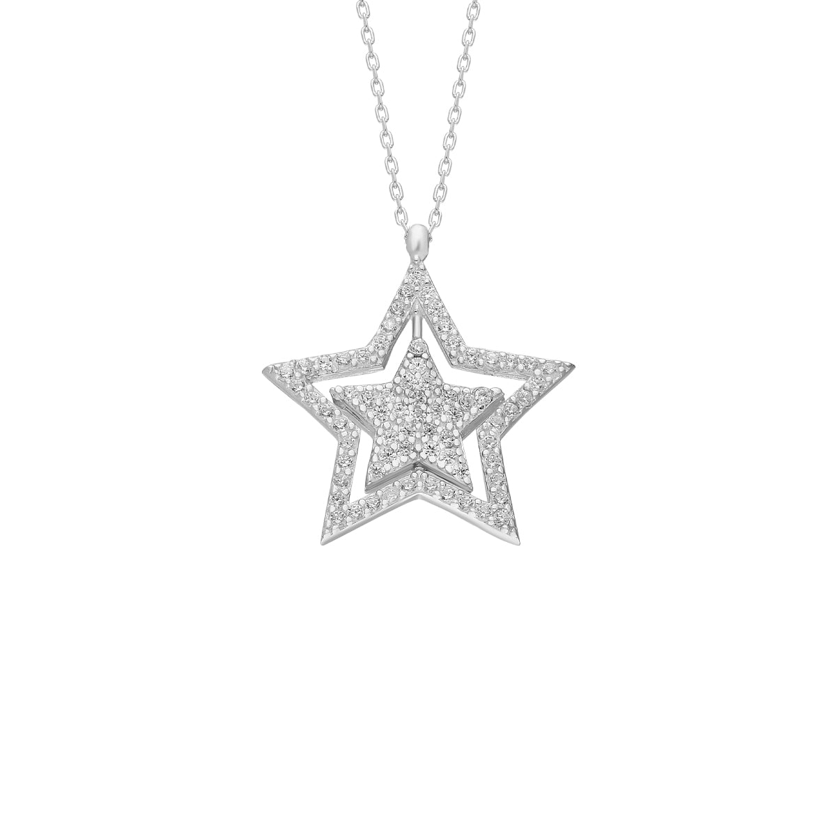 Kardelen Glänzend Star Halskette - 925 SILBER Lagerräumung