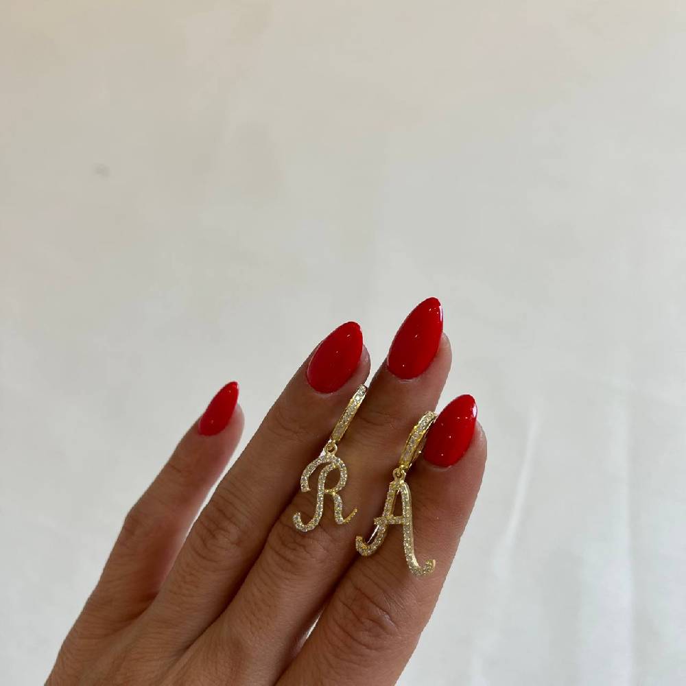 Kardelen MAXI LETTER OHRRINGE - 925 SILBER Riesige Ersparnisse