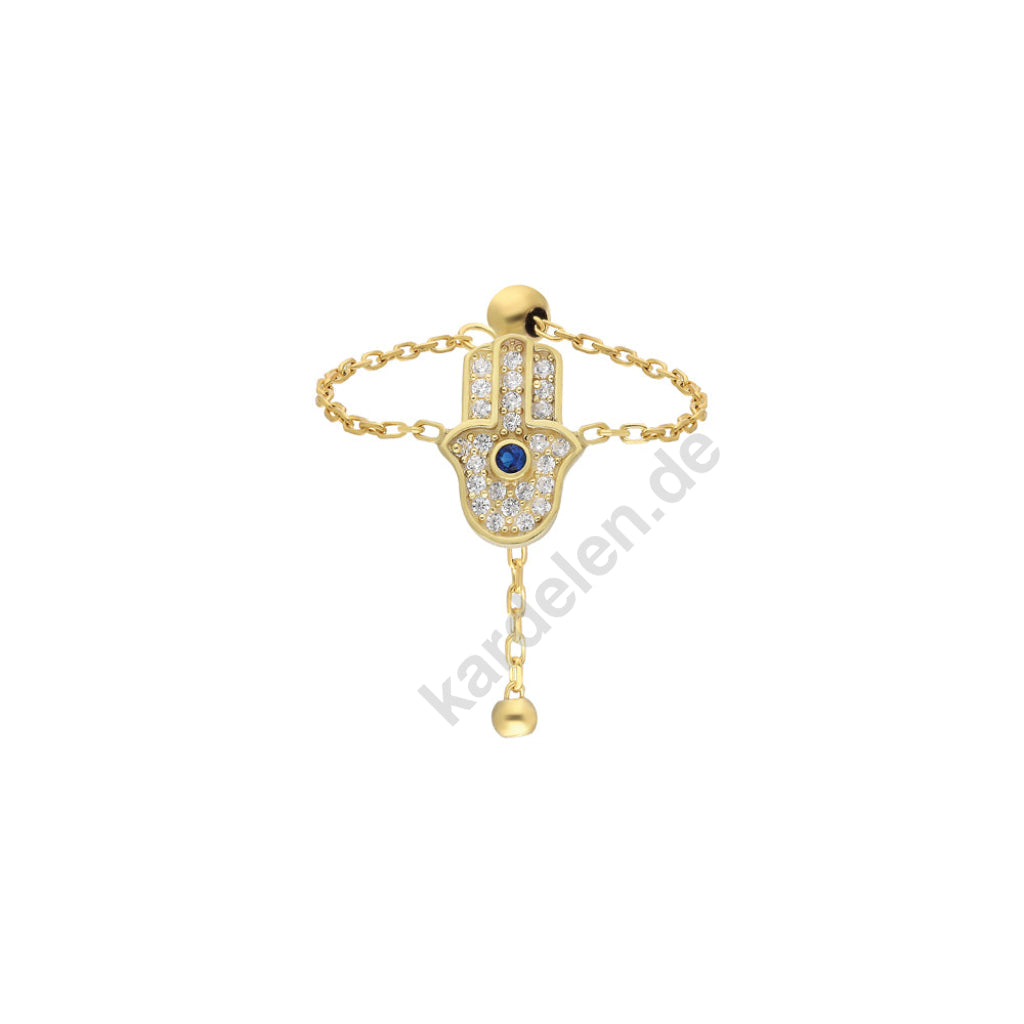 Kardelen CHAIN RING FATIMAS HAND - 925 SILBER Kostenlose Rückgabe