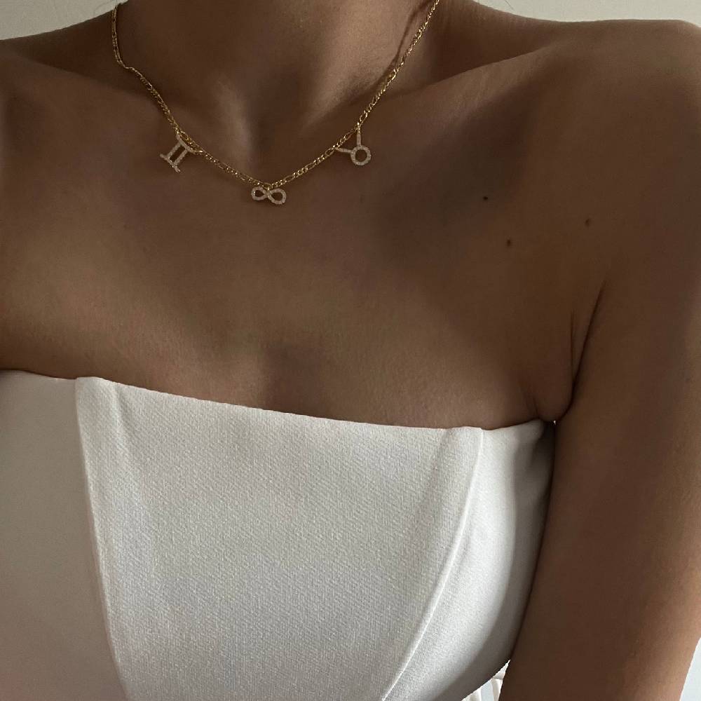 Kardelen Sternzeichen Partner Kette mit Unendlichkeitssymbol - 925 SILBER Super Rabatt