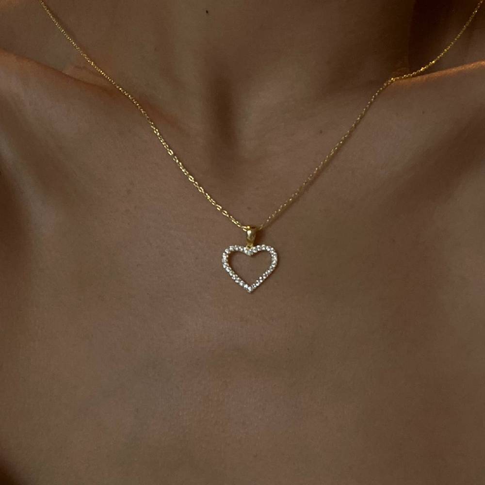 Kardelen Full Zirkonia Herz Kette - 925 SILBER im Angebot