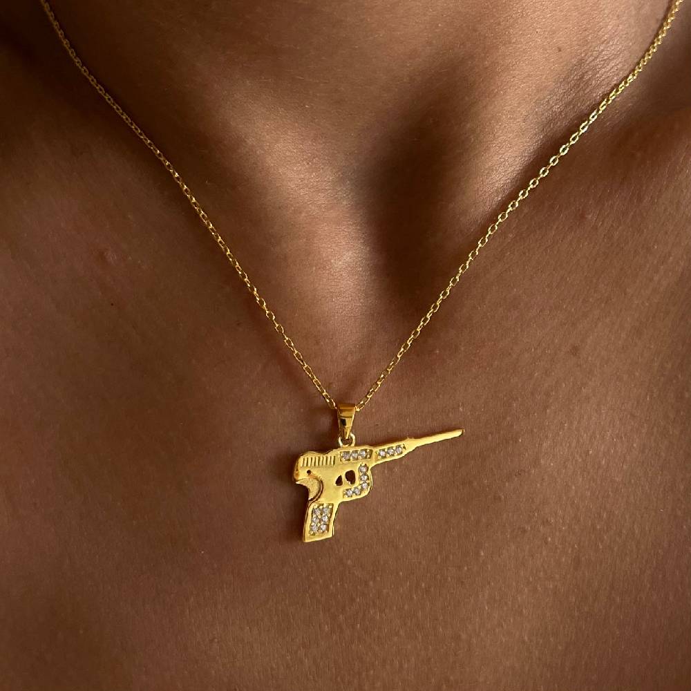 Kardelen Pistole Kette mit Zirkonia - 925 SILBER Fabrik Onlineshop