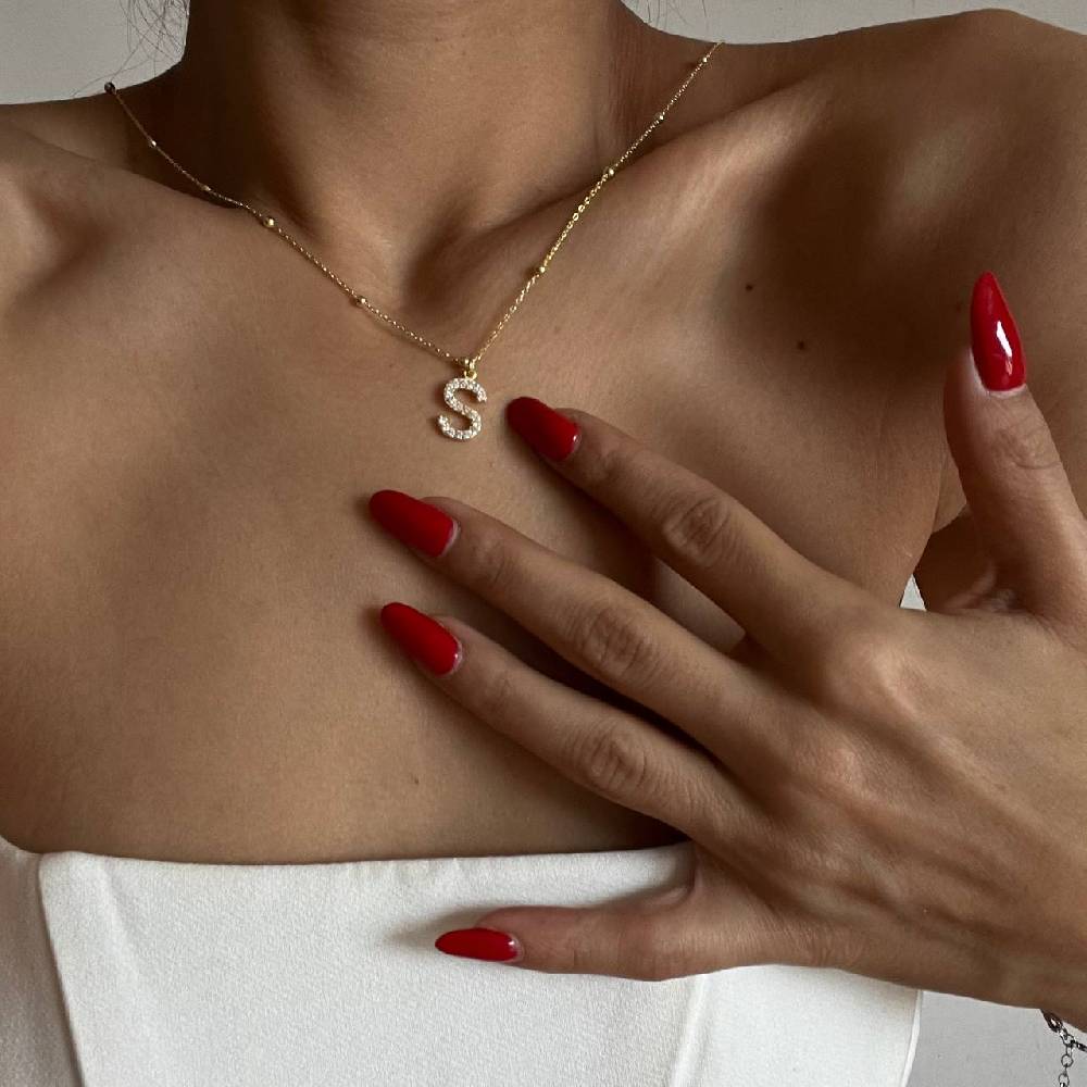 Kardelen Zirkonia Vintage Letter Necklace - 925 SILBER Exklusivangebot