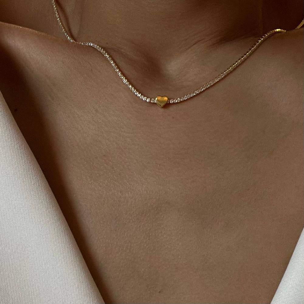 Kardelen Chain Strass herzkette - 925 SILBER Valentinstagsangebot
