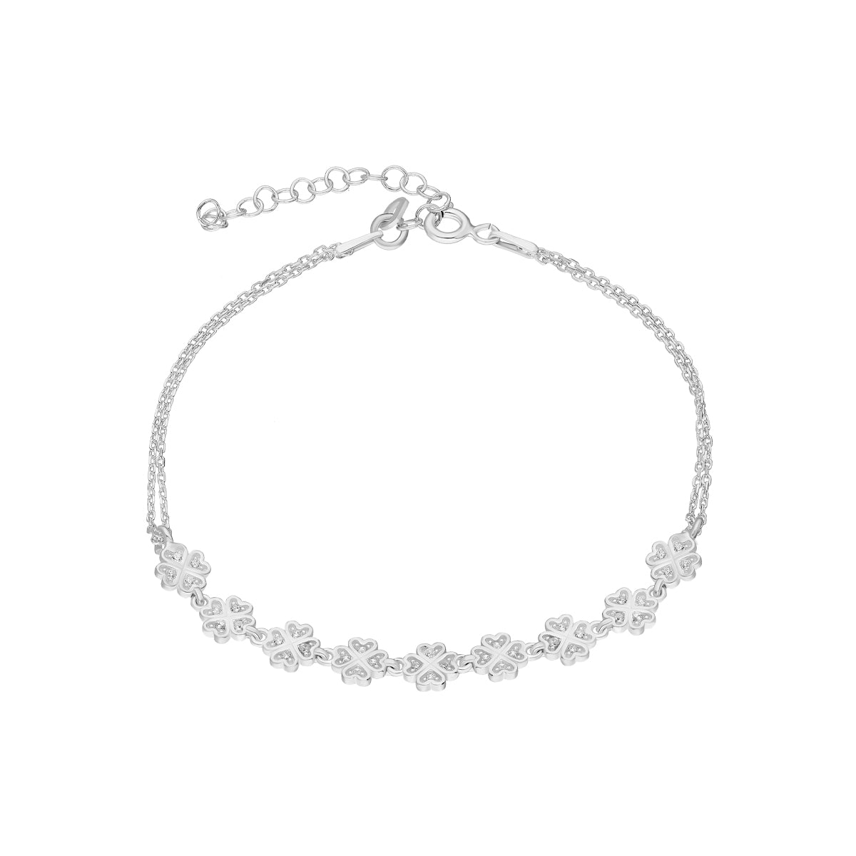 Kardelen Kleeblatt Armkette mit Zirkonia - 925 SILBER Lagerräumung