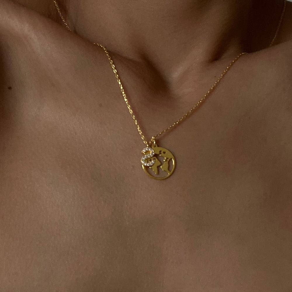 Kardelen Welt Halskette mit Initalien - 925 SILBER Online Outlet