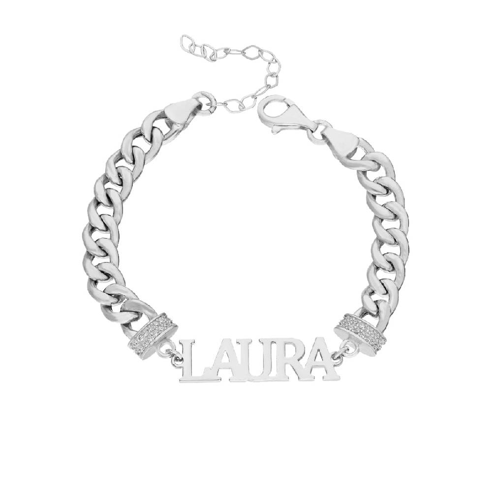 Kardelen Cubice Armkette mit Wunschnamen - 925 SILBER Riesige Ersparnisse