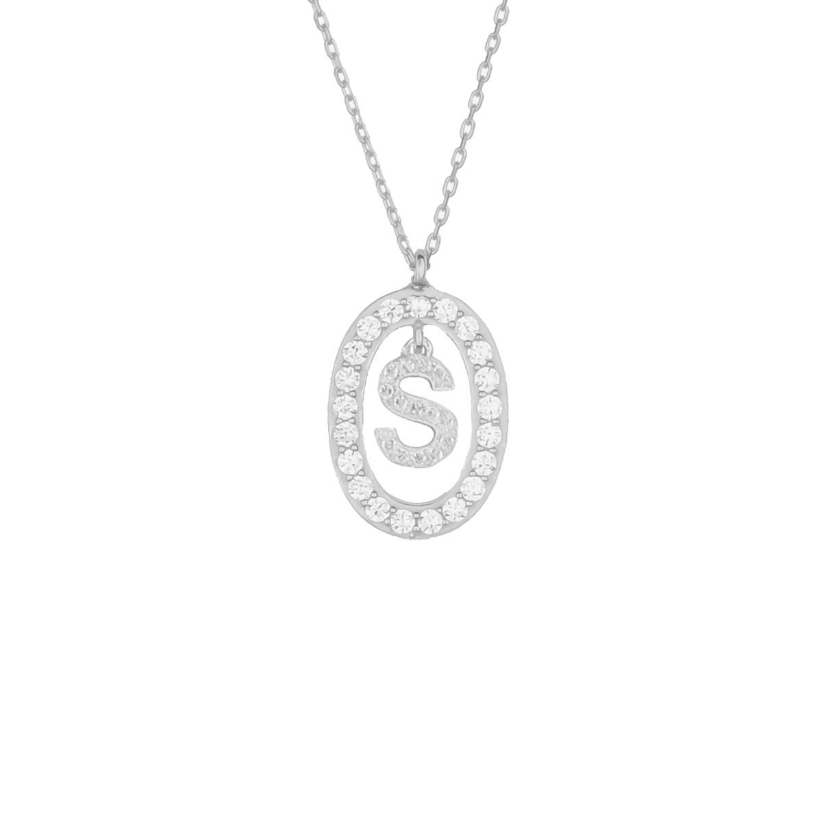 Kardelen Oval Zirkonia Buchstaben Kette - 925 SILBER Tiefpreis