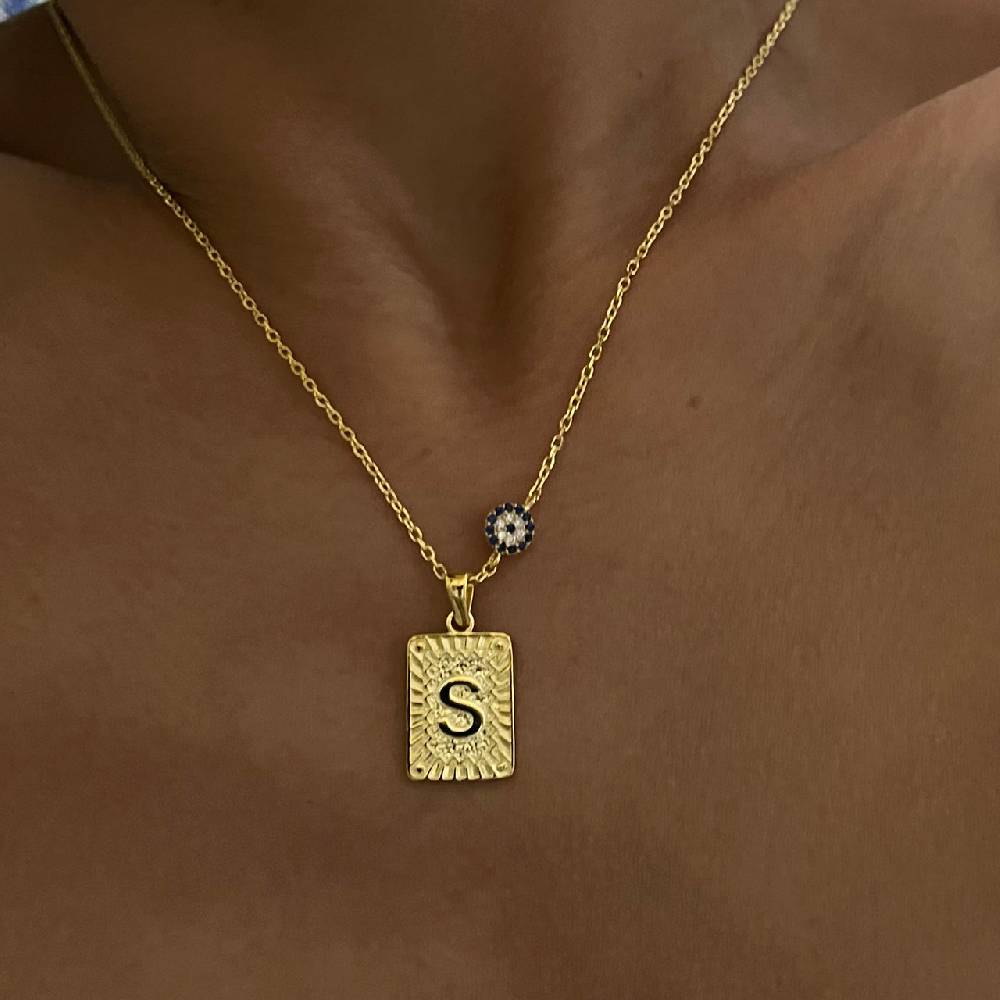 Kardelen Vintage Buchstaben Kette mit Nazar - 925 SILBER JETZT KAUFEN