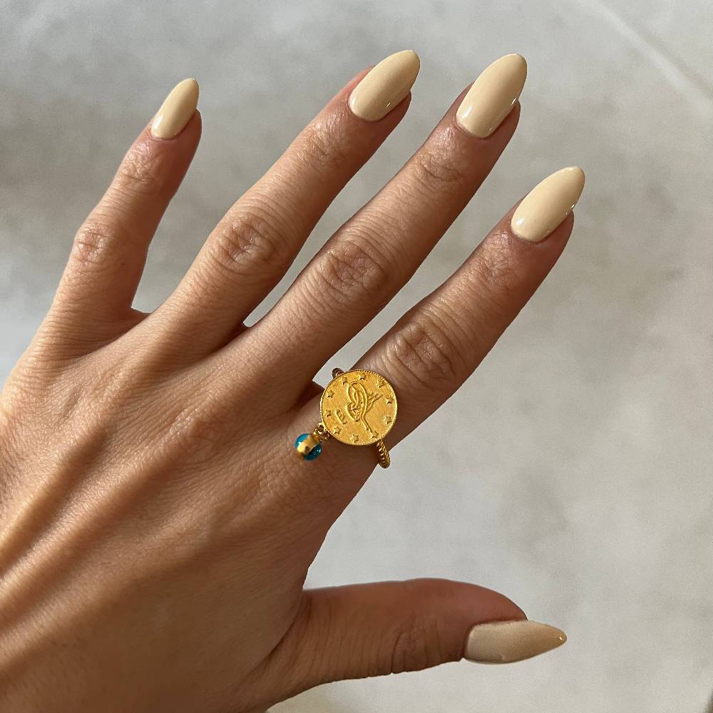 Kardelen Ceyrek Ring mit Nazar - 925 SILBER Bis zu 60% Rabatt