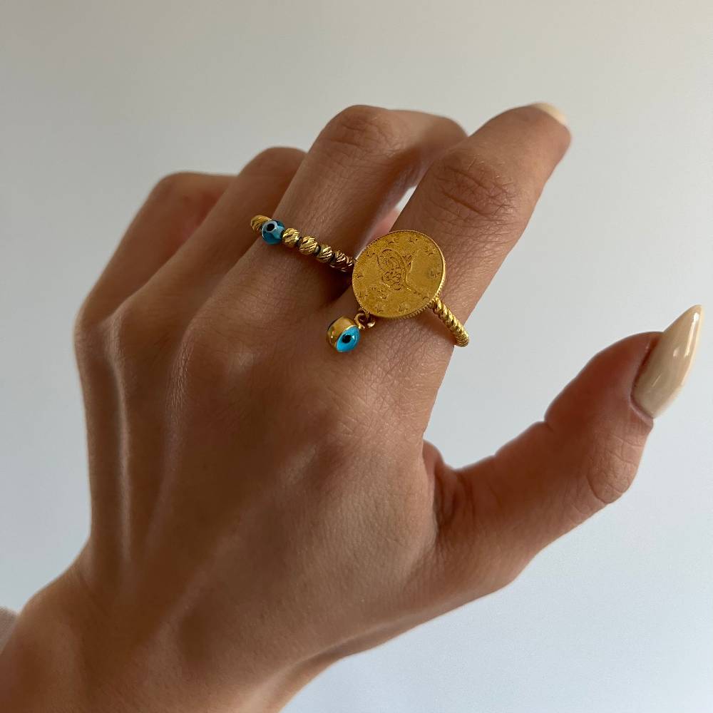 Kardelen Ceyrek Ring mit Nazar - 925 SILBER Bis zu 60% Rabatt