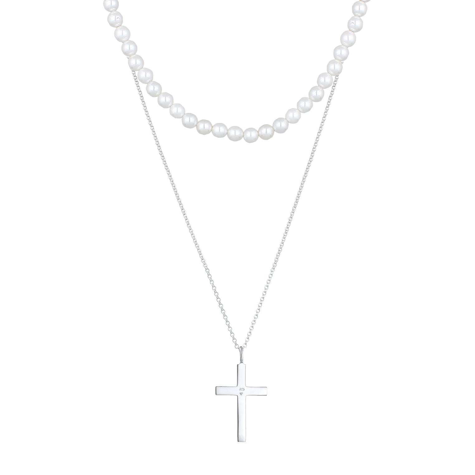 Kuzzoi Halskette Kreuz Anhänger 2er Set | Muschelkernperlen Neueste Mode