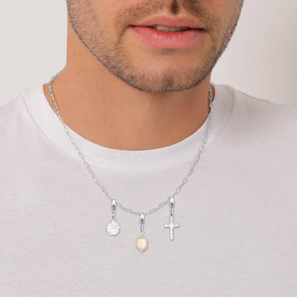 Kuzzoi Charm-Set Kreuz Plättchen Perle | Süßwasserzuchtperle Exklusive Angebote