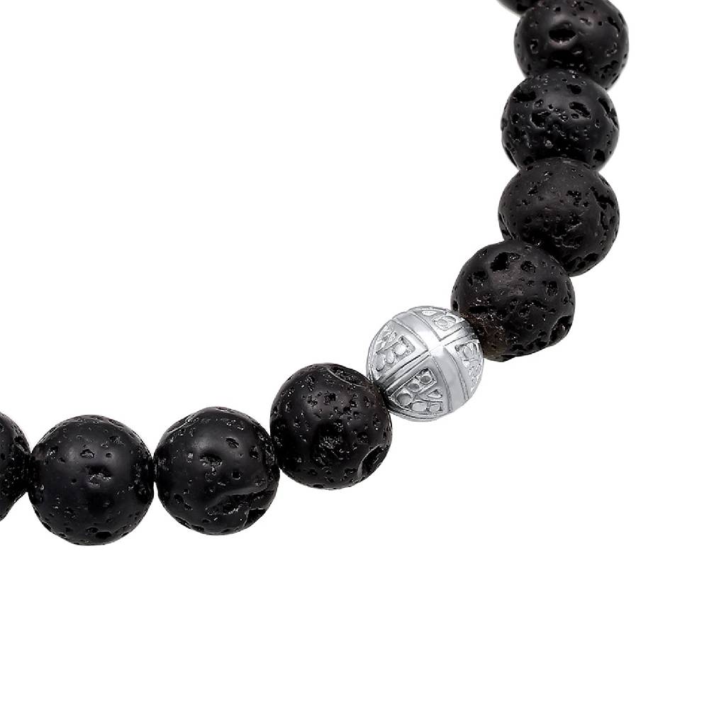 Kuzzoi Armband Kreuz | Lava Steine (Schwarz) Neuheiten