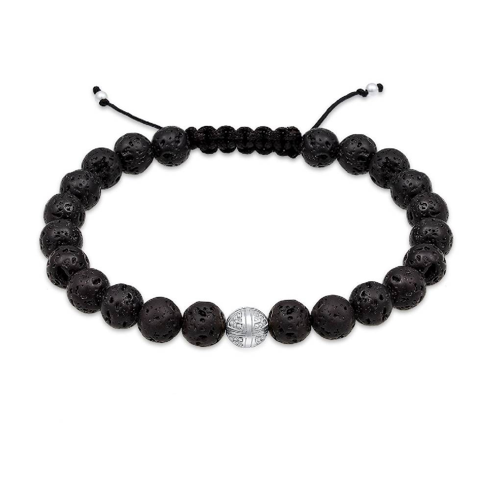 Kuzzoi Armband Kreuz | Lava Steine (Schwarz) Neuheiten