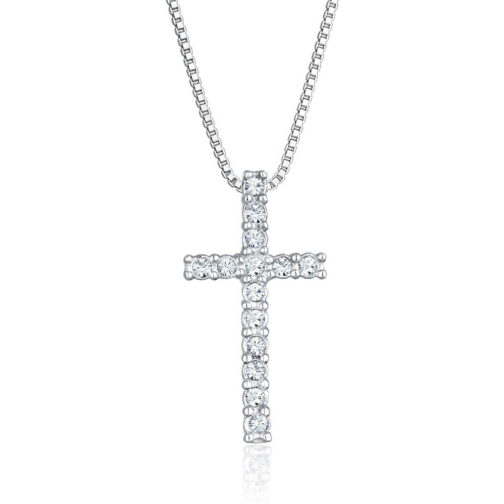 Kuzzoi Halskette Kreuz | Kristalle (Weiß) Saisonale Angebote