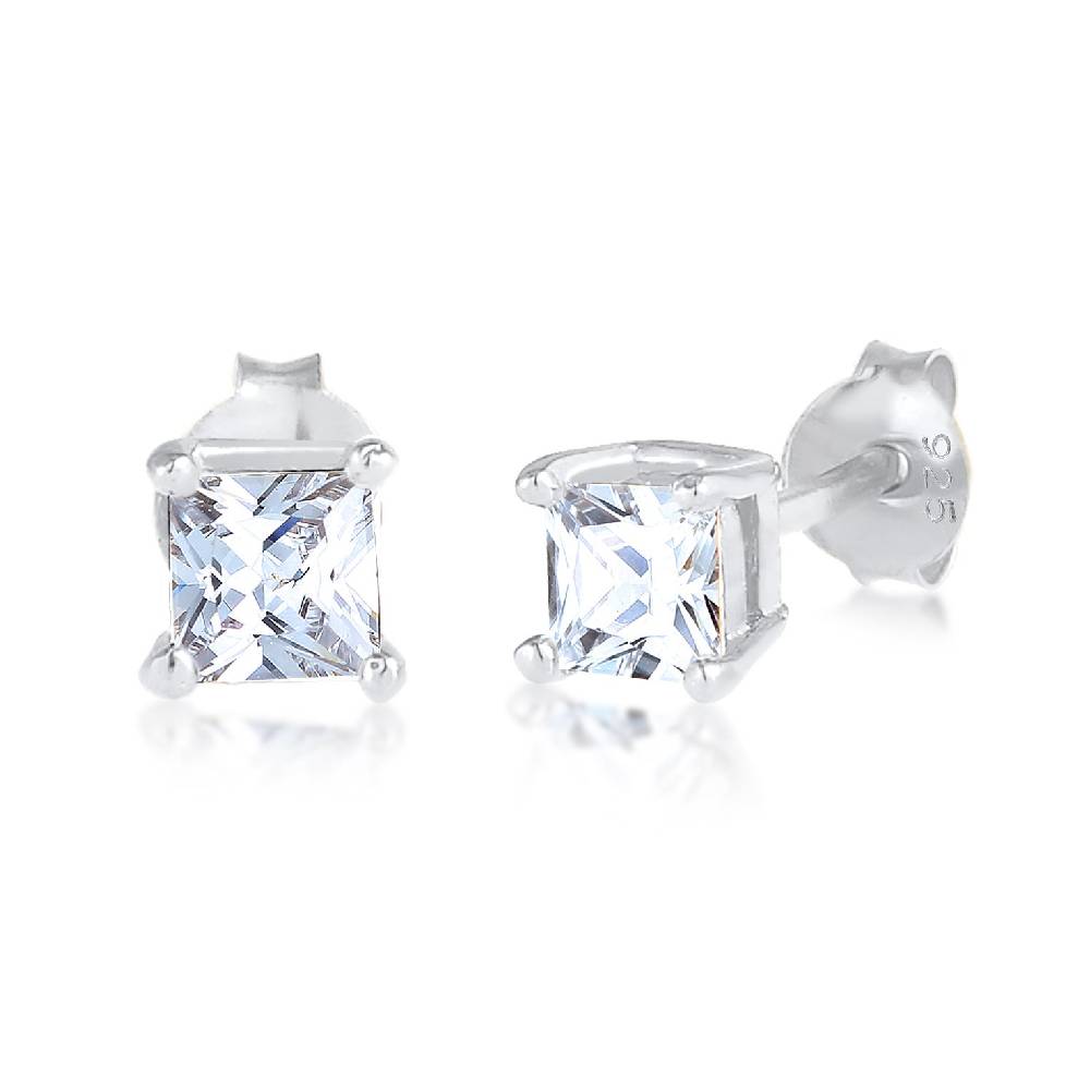 Kuzzoi Ohrstecker Quadrat | Zirkonia Kristalle (Weiß) Tiefpreis